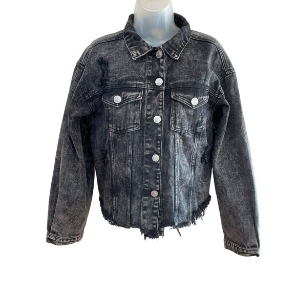 New Vintage POL Love Me Denim Jacket Acid Wash Size M Oversized - Picture 4 of 10